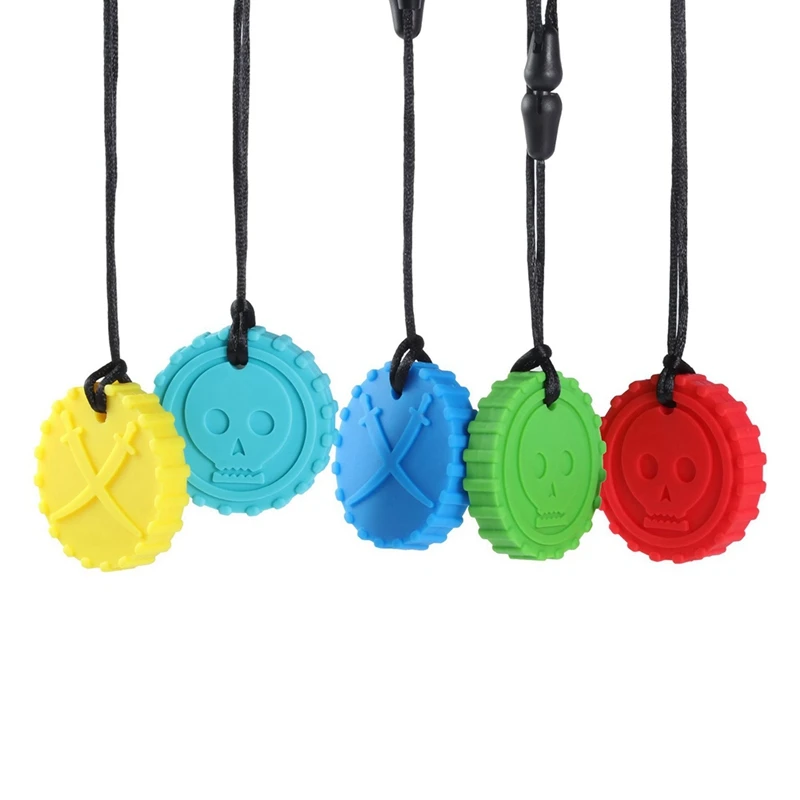 

Skull Pattern Circle Chew Teether For Baby Soft Silicone Teether Molars Pendant Necklace Baby Teether Toys Halloween Gifts
