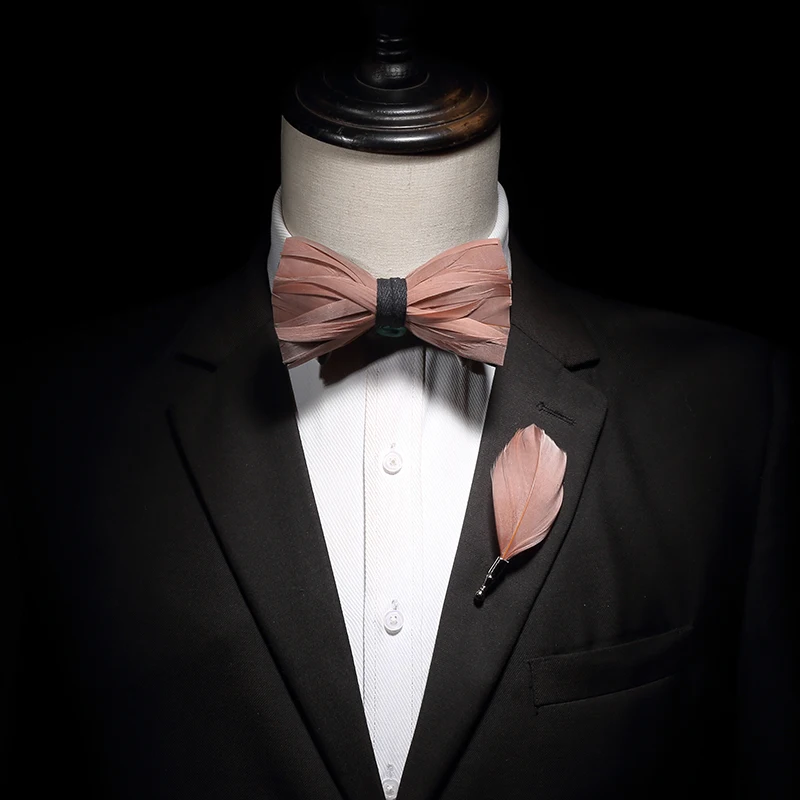 KAMBERFT Новинка Мода для мужчин s галстук-бабочка ручной работы повязка с перьями галстуки для мужчин Подарочная коробка набор повседневная одежда галстук свадебный подарок
