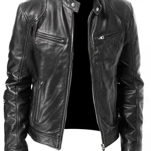 Мужской кардиган, куртка из искусственной кожи, мотоциклетная Черная куртка из искусственной кожи, мужская повседневная куртка со стоячим воротником для мальчиков размера плюс, Xxxl, 4xl, 5xl