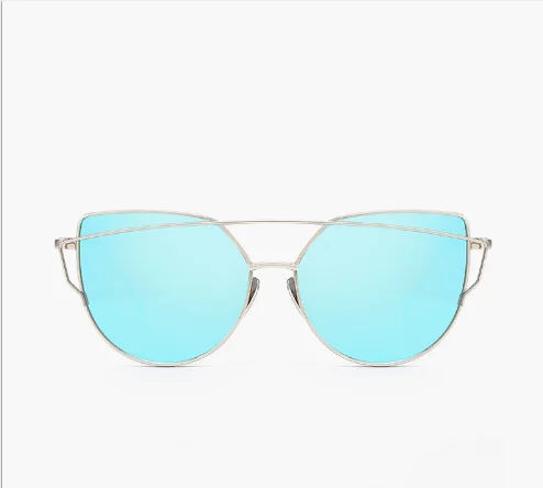 Cat Eye Driver Goggles Children Driver Goggles Alloy Frame Kids Mirror Eyewear Girls Eyeglasses Boys Oculos De Sol UV400 - Название цвета: Silver Blue