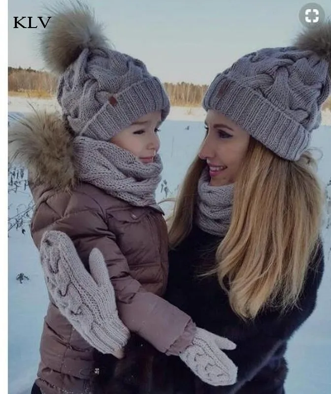 2 шт., детские шапки для мамы и ребенка, теплая зимняя вязаная шапочка, милые зимние шапки для мамы и ребенка, вязаная шапка