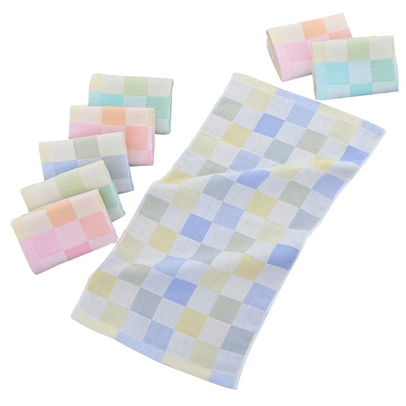 Children's towel Double gauze Children's towel cotton Baby color plaid