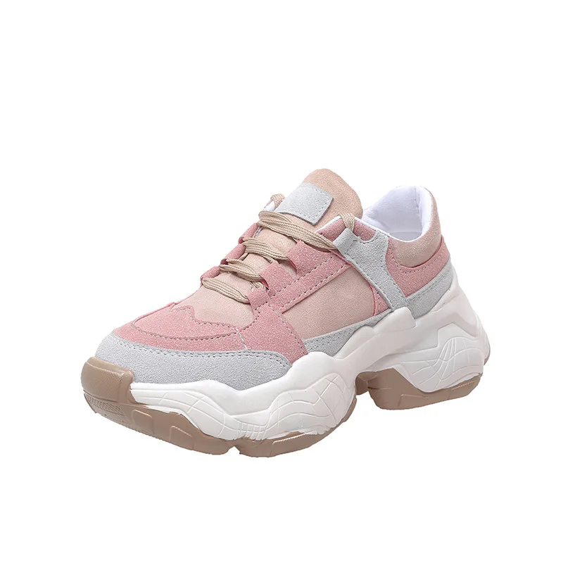 BACKFLY/ весенние женские кроссовки; zapatos; обувь для папы на толстой подошве; женская трендовая обувь из дышащего сетчатого материала; Дамская обувь; Femme - Цвет: Розовый