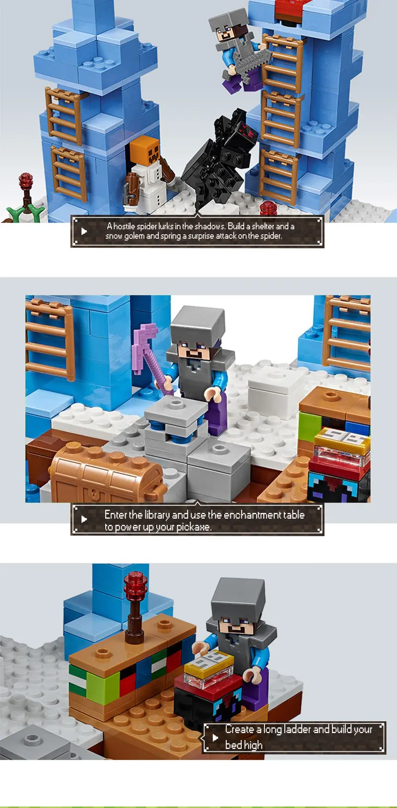 DECOOL MC Minecrafteds шипы против льда Стива мини-фигурка слова Дети Рождественский подарок Модель Строительный блок Набор кирпичная игрушка