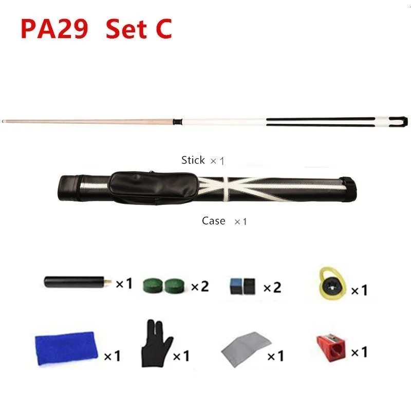 PA29 Set C JY 10/11. 5/12. 75 мм 58 дюймов бильярдный снукер кленовый кий для пула палка с наконечником кия для 9-шарового шарика поставляется с удлинителем - Цвет: PA29 Set C