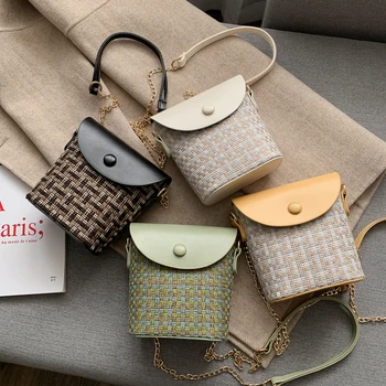 

Promotion Sale Handbags Women Bag For 2020 Spring Fashion High Quality Wool Female Elegant Shoulder Bucket Messenger Bag Chains