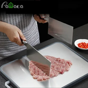 

2-in-1 Handle Chopping Board Integrated Cutting Board Double-Sided Drilling Board for Vegetable Meat Fruit 304 Stainless-steel