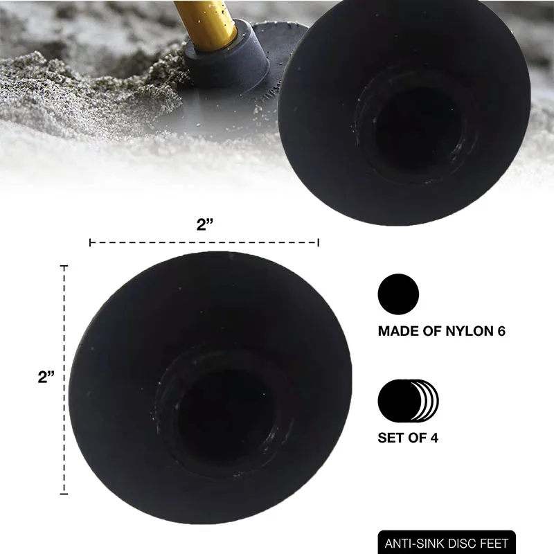 Beach Chair Anti-Sink Disc Accessories for Shock Cord Chairs on Soft Surfaces Set of 4 PCS Black Folding Chair Feet Caps