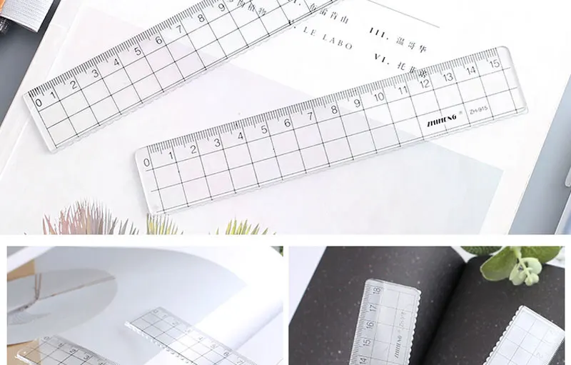 1 stücke Lineal 15cm 18cm 20cm Einfache Transparent Acryl Herrscher Herrscher Quadrat Herrscher Nette Schreibwaren Zeichnung Büro schule Liefert – Detail 9