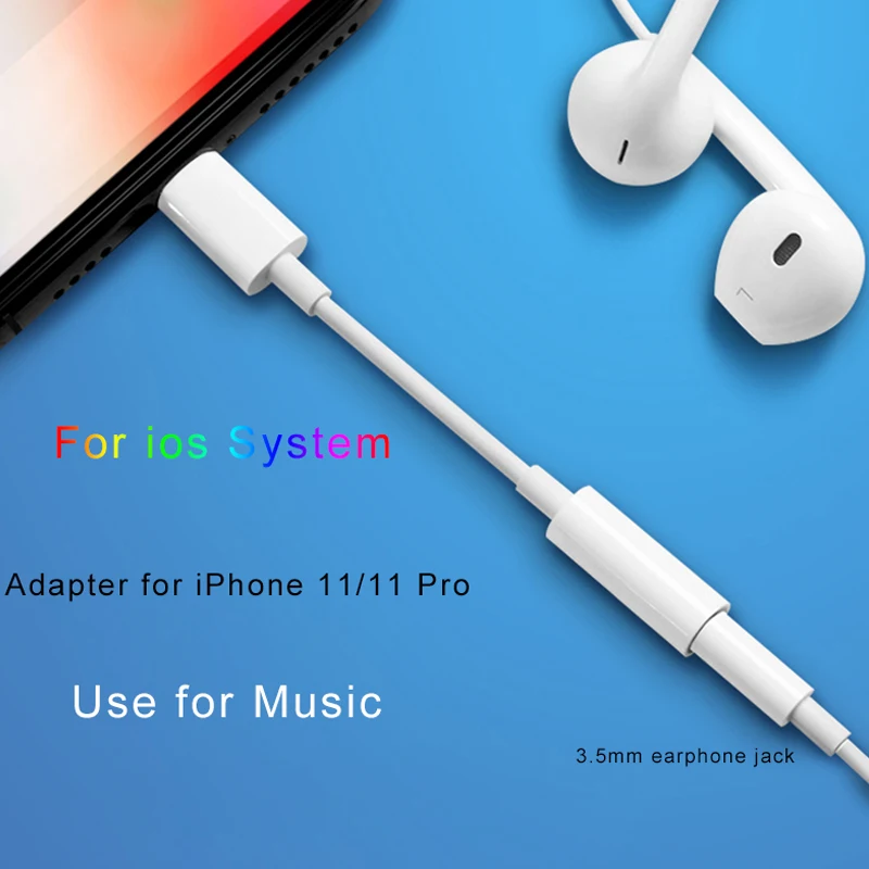 

For IOS Syetem Headphone Adaptador For iPhone 7 8 X 11 AUX Audio Adapter for Earphone To 3.5mm Adapters Headphone Jack Cable