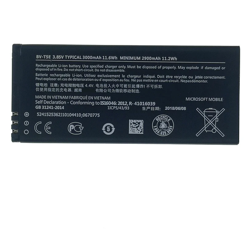 

2pcs NEW Original 3000mAh BV-T5E Battery For NOKIA BV-T5E High Quality Battery + Tracking Number