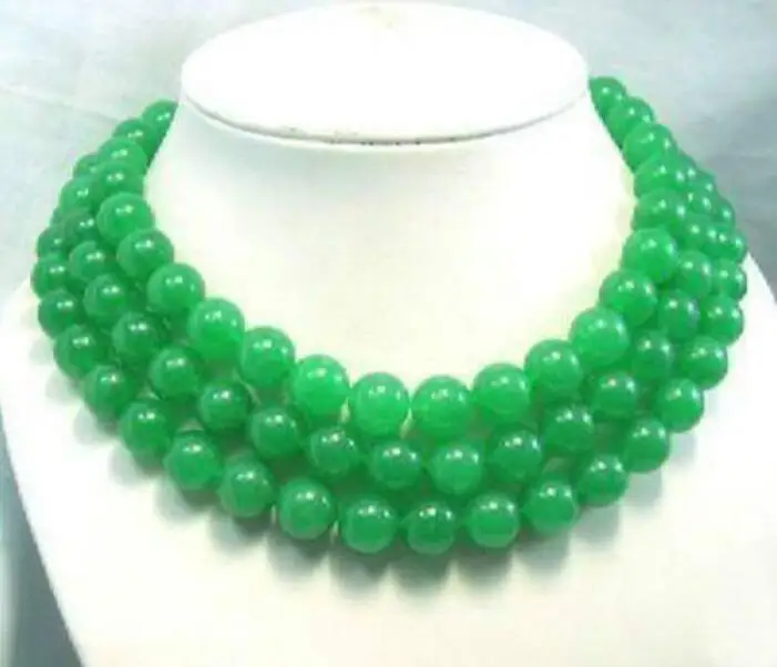 Ювелирные изделия Жемчужное ожерелье длиной 12 мм натуральный зеленый халцедон