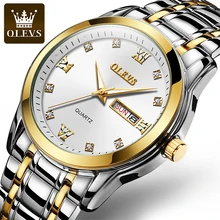 

OLEVS 2022 Fashion Men's Explosive Top Brand White Dail Luxury Business Quartz Watch Dual Calendar Luminous Waterproof Watches