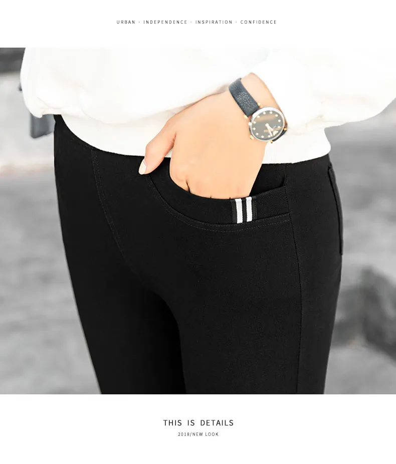 No fleece pure black Новые эластичные черные теплые брюки с высокой талией, зимние обтягивающие плотные бархатные повседневные шерстяные флисовые брюки, кашемировые брюки для женщин, леггинсы - Цвет: No fleece pure black