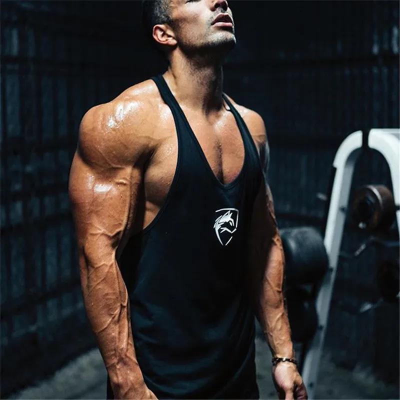 

Men Muscle Training Tanks Printed Sport Tanks Sleeveless Undershirt Tank Top Gym Tee Shirt Bodybuilding Fitness Vest 4 Colors