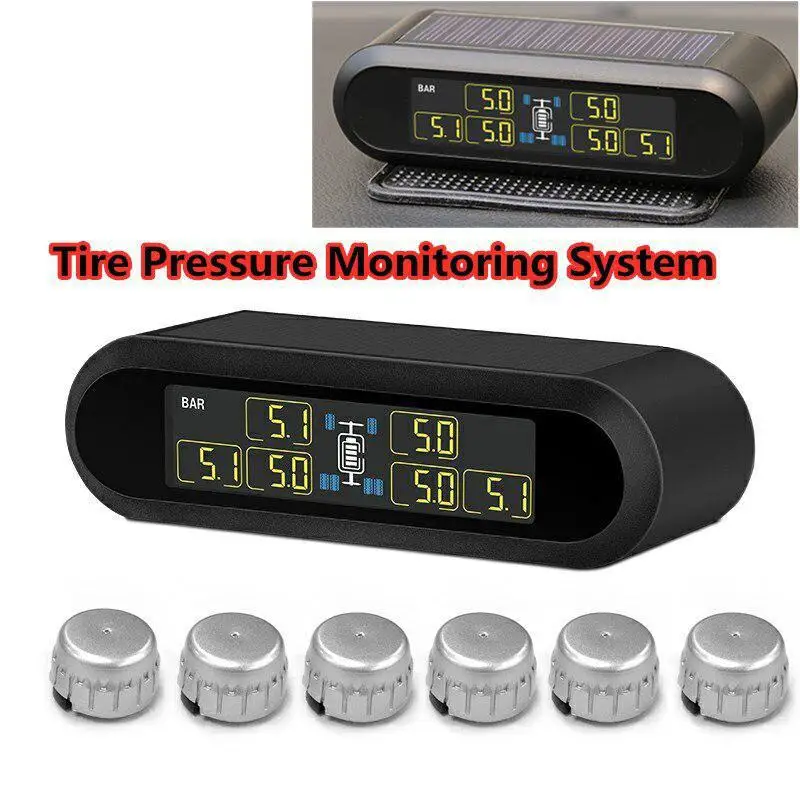 Универсальная система контроля давления в шинах TPMS, супер ЖК-дисплей, универсальная система для 6 колес, автобусный фургон с 6 датчиками, автомобильные аксессуары