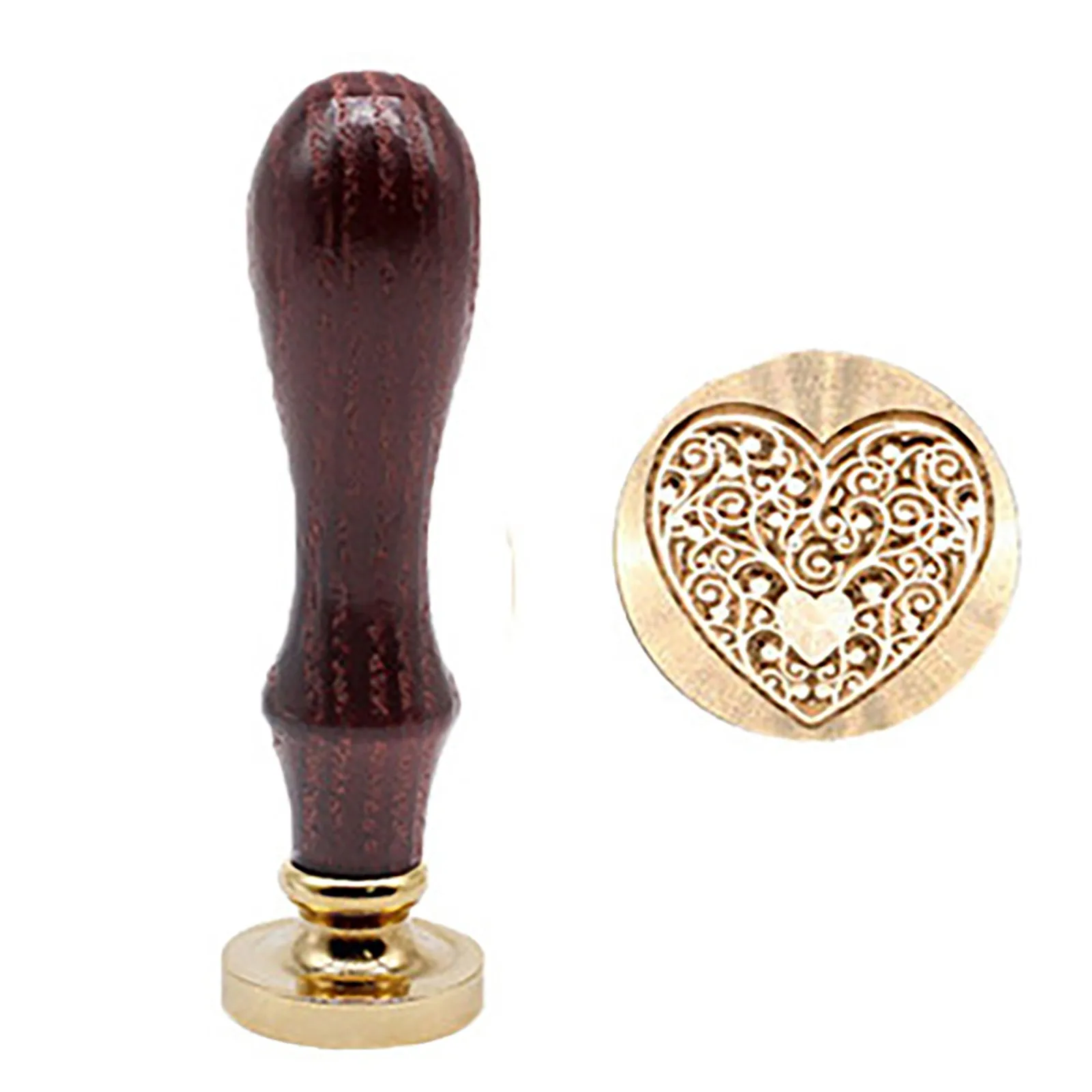 Retro Wax Seal Stamp Sealing Wax Seal Set Love Heart Wood Stamp Kits Replace Coppers Head Sollos Stempel Tools Post Decor 5G