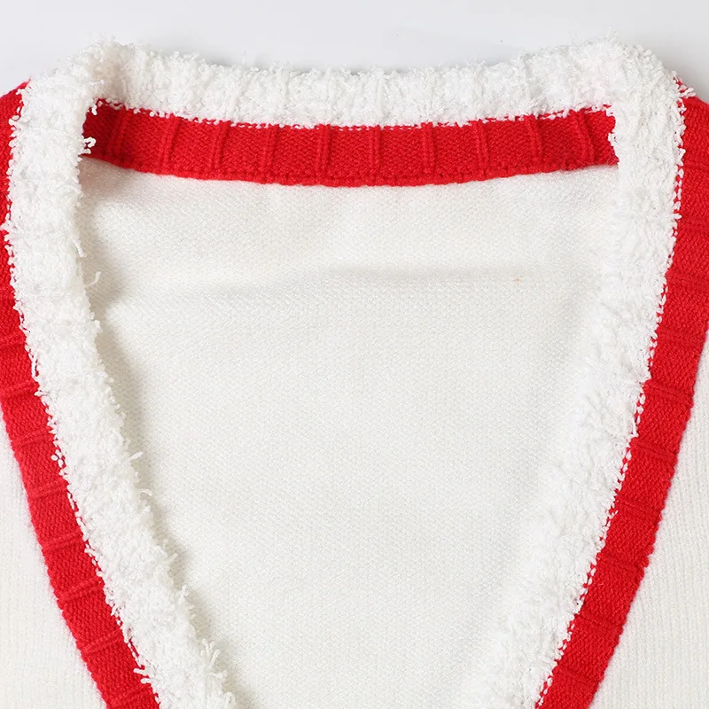 SuperAen Europe Women Sweater Coat Autumn and Winter New Wild Ladies Sweaters Stripes Pockets Long-sleeved Women Knit Tops