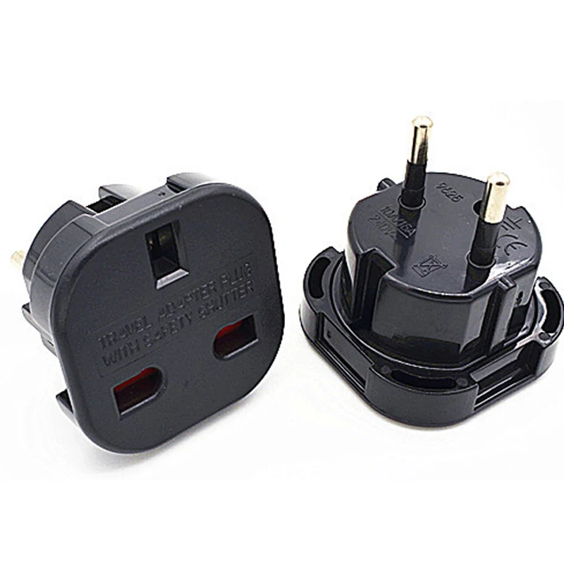 EU Plug Adapter 16A 10A UK to EU Travel Adapter Converter 2 Round Socket Universal Euro To UK AC Wall Socket Plug 4.0mm 1pcs plug adapter ac adapter