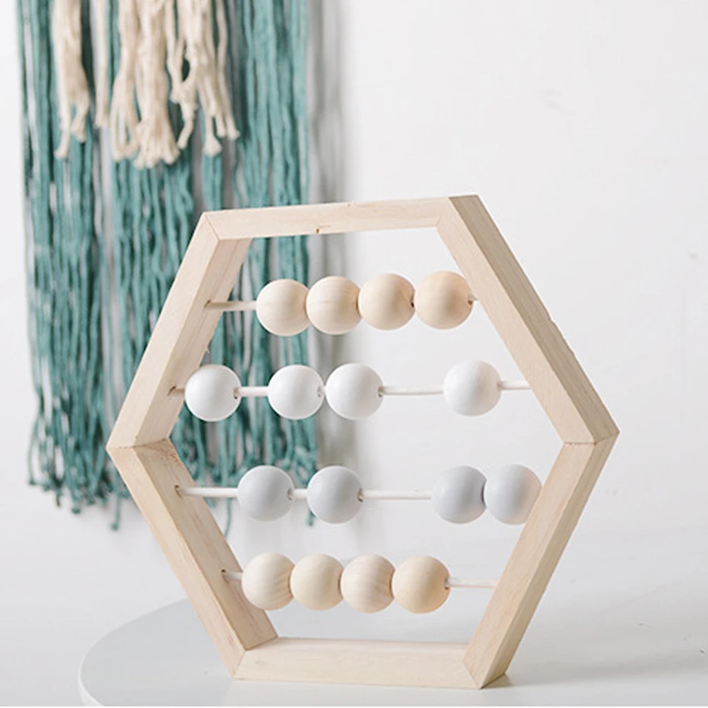 

Scandinavian Style Baby Room Decor Baby Early Learning Educational Toys New Nordic Style Natural Wooden Abacus With Beads Craft