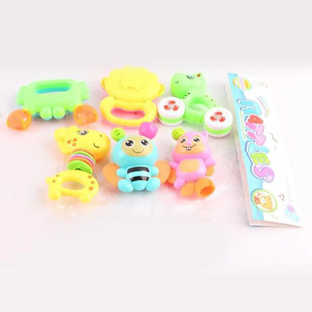 CJ-1240339 6 PCS/Set Baby Toys Plastic Hand Jingle Shaking Bell Ring Rattle Toddler Handbell Music Toy For Children