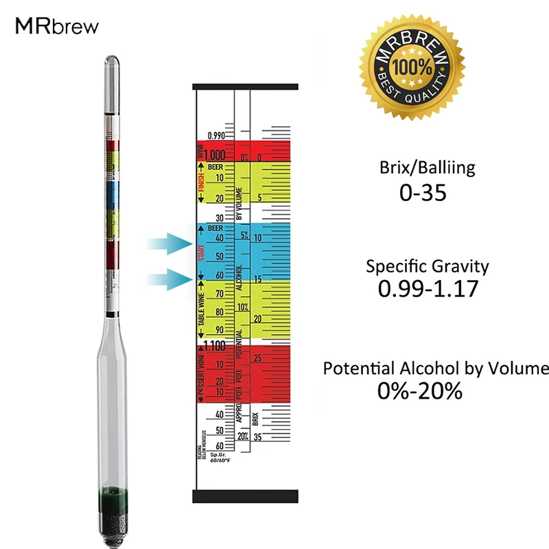 Specific Gravity Hydrometer Beer Hydrometer Alcohol Meter Alcohol Measuring  Tool