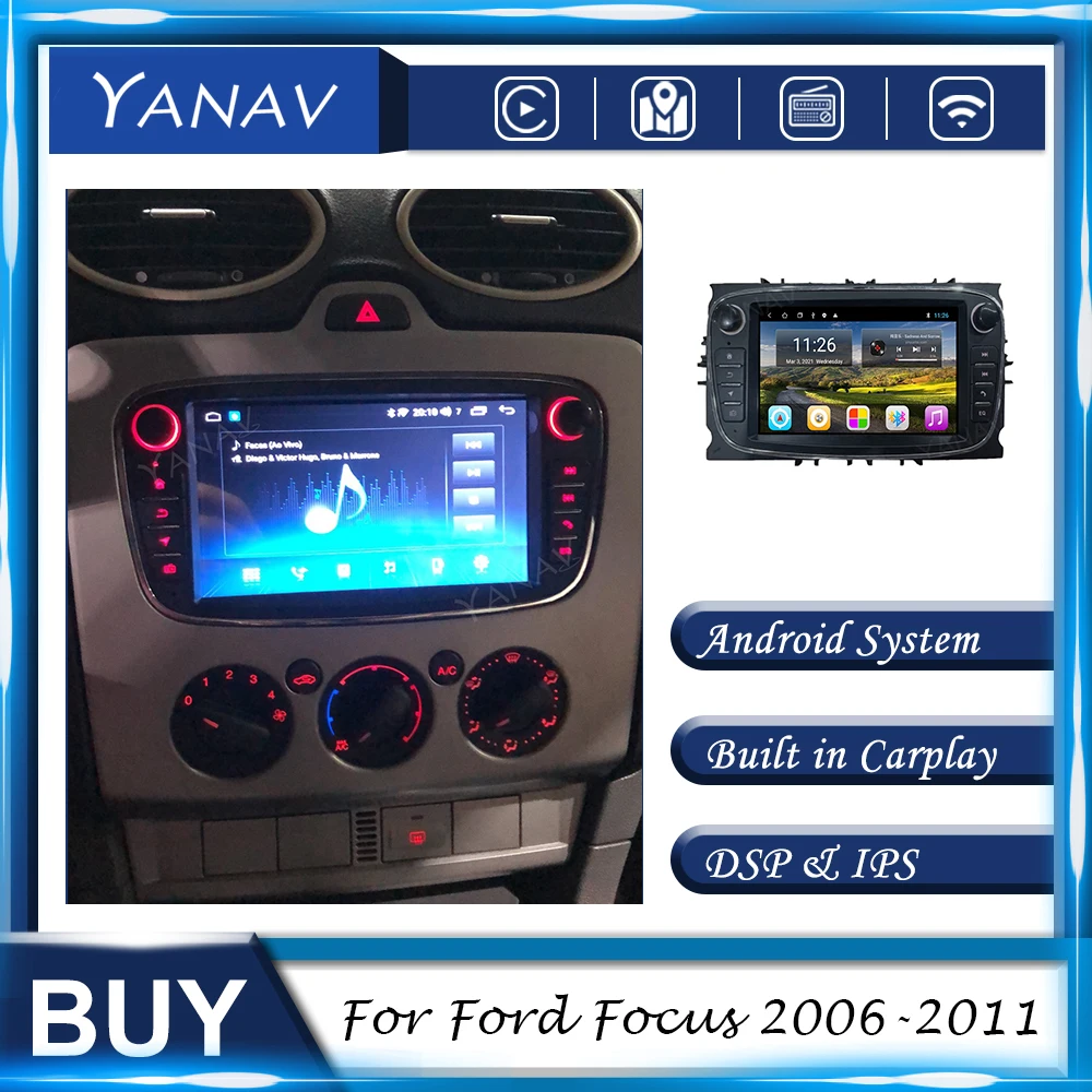 Автомагнитола аудио Android GPS-навигация для Ford Focus 2006-2011 автомобильный