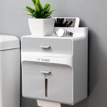 

Wall-mount Paper Towel Holder Multifunctional Wall-mounted Waterproof Tissue Rack Storage Sauce Roll Paper Storage d1