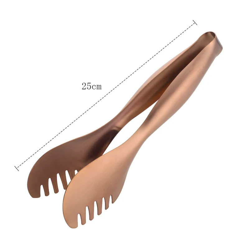 Rose Gold Кухонные щипцы из нержавеющей стали зажим для стейка металлическая кухонная утварь принадлежности для барбекю сервировка приготовление блюд инструмент против пригорания зажимы для хлеба кондитерский зажим - Цвет: Rose Gold