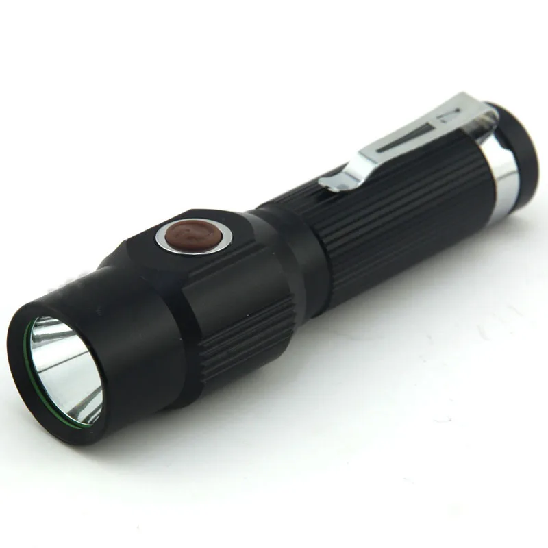2000LM 3-Modes Rechargeable Mini LED Flashlight Torch With Clip (18650 Battery Not Included) Black Brown Golden 3 Colors | Лампы и