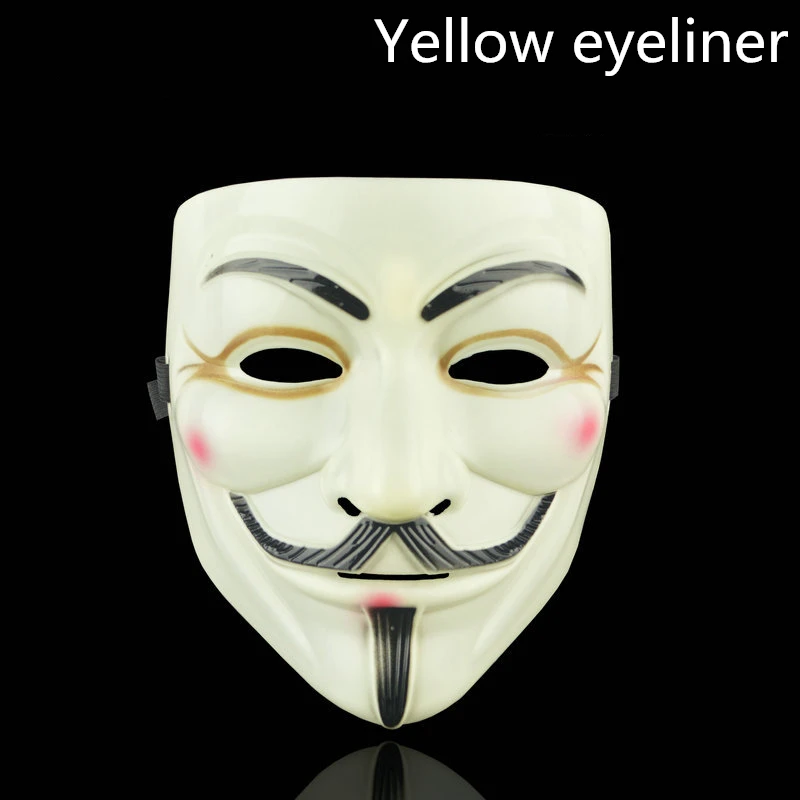Yellow eyeliner 1 шт. 8 стилей маски для вечеринок V для вендетты маска для анонима Гая Фокса Необычные Аксессуары для костюма для взрослых маскарадные маски для Хэллоуина, Q - Цвет: Yellow eyeliner