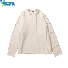 

Solid Color Casual O-Neck Stripe Long Sleeve Oversized Top Hip Hop Streetwear Spring And Autumn Loose American High Street