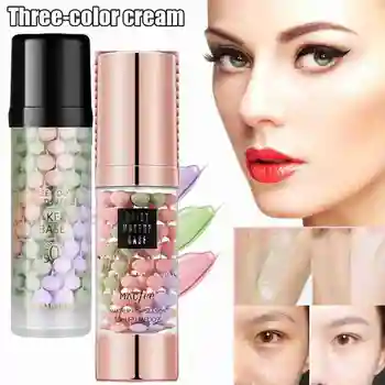 

40ml One Step Rainbow Tricolor Makeup Base Isolation Cream Pre-milk Base Concealer Cream Invisible Pore Brighten Face Makeup