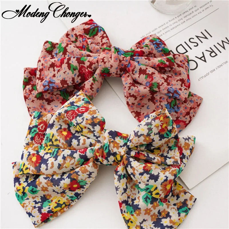 

New Arrivals Three-layer Oversized Barrettes Bow Korean Thin Chiffon Floral Bow Hairpin Female Wild Sweet Girl Hair Accessories