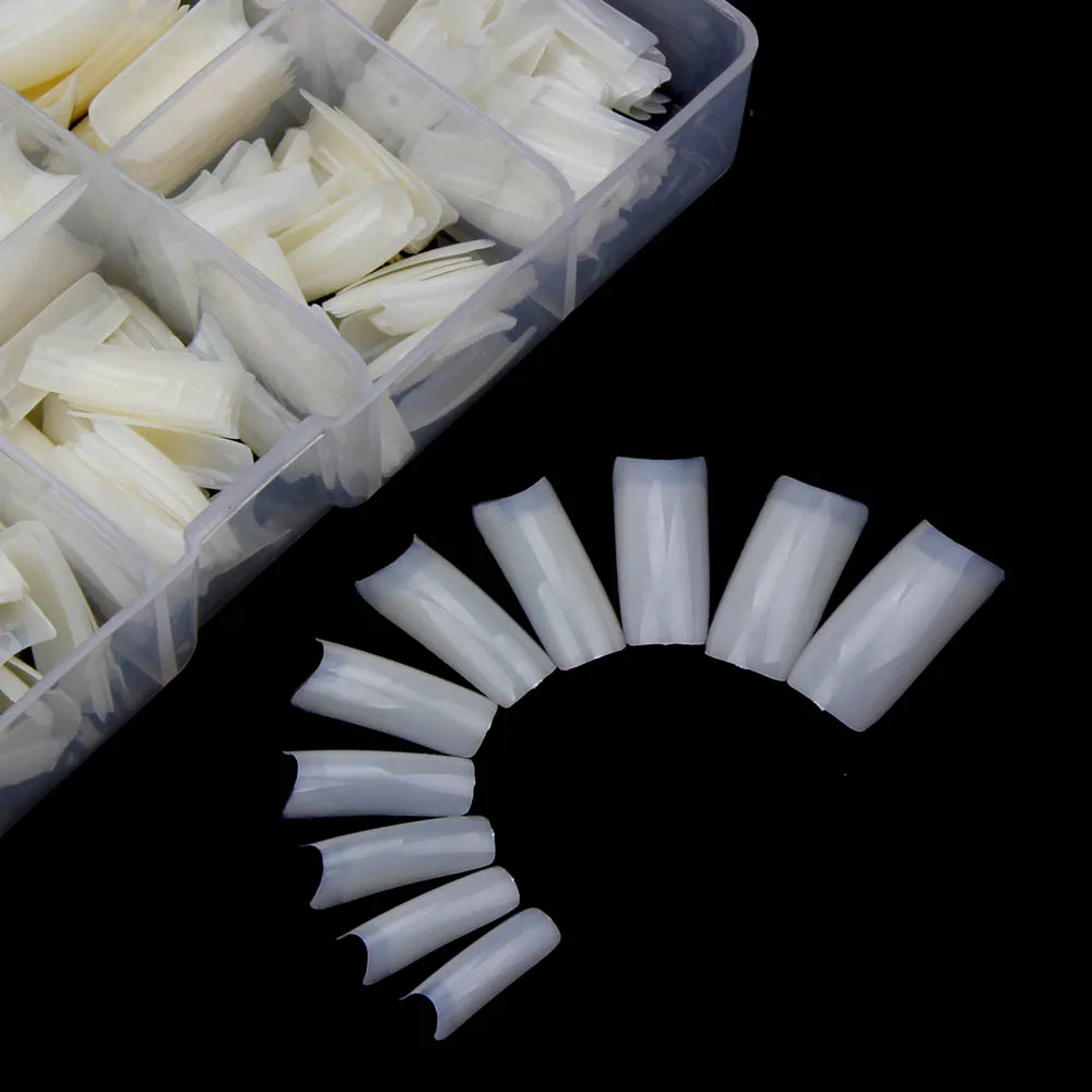 Nail Capsules Artificial Nail Tips Full Cover Nails Tips Acrylic Transparent Capsules French Manicure False 500pcs/Box Fake Nails