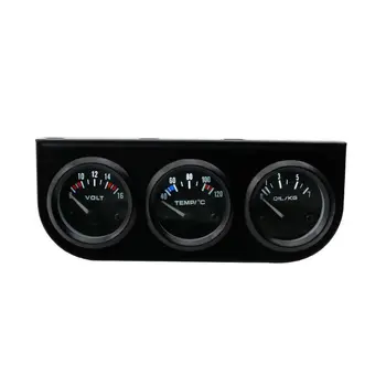 

52MM 3 In 1 Volt Meter+Water Temp Gauge+Oil Pressure Gauge Kit Volt Meter Or Oil Temperature Gauge Triple Mete