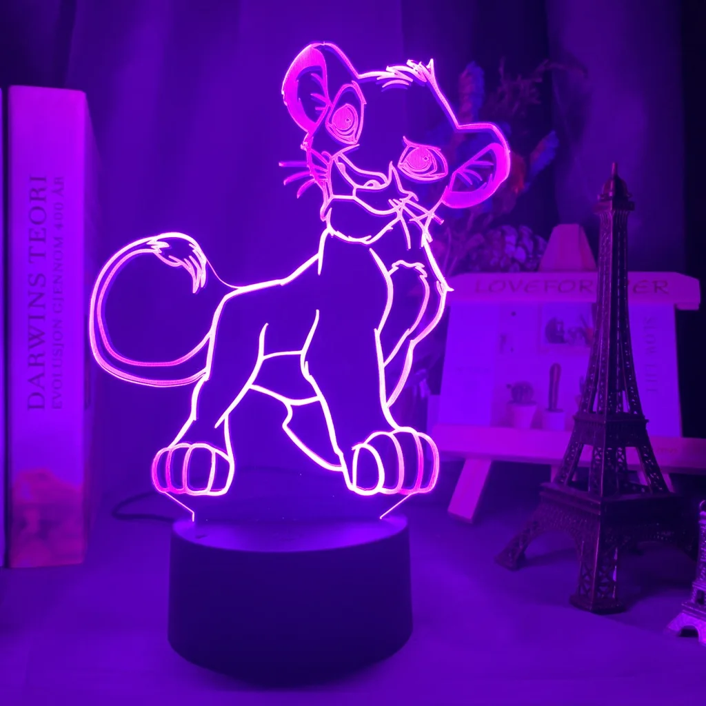 Король Лев Simba рисунок детский Ночной светильник светодиодный сенсорный датчик изменение цвета Ночной светильник для детей Детская спальня настольная лампа 3d