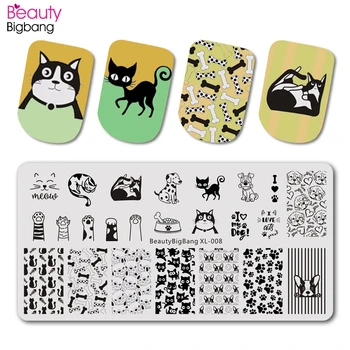 

BeautyBigBang Stamping Plate 6*12cm For Nails Art Cat Dog Fish Image Mold Vintage Nail Art Stamp Template Plate BBB XL-008