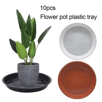 

10Pcs 10Sizes Plastic Round Shape Home Garden Flower Pot Planter Tray Saucers Flower Pot Tray plant stand a flower pot planter