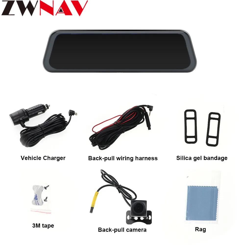1" поток Медиа android зеркало автомобиля зеркало заднего вида Dash Cam FHD 1080P супер ночного видения сенсорный видеорегистратор камера с ADAS gps NAVI - Название цвета: Черный