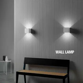 

2pcs LED Bedside Wall Lamp Modern Simple Creative Corridor Stair Light White Black 220V 100*100*50mm