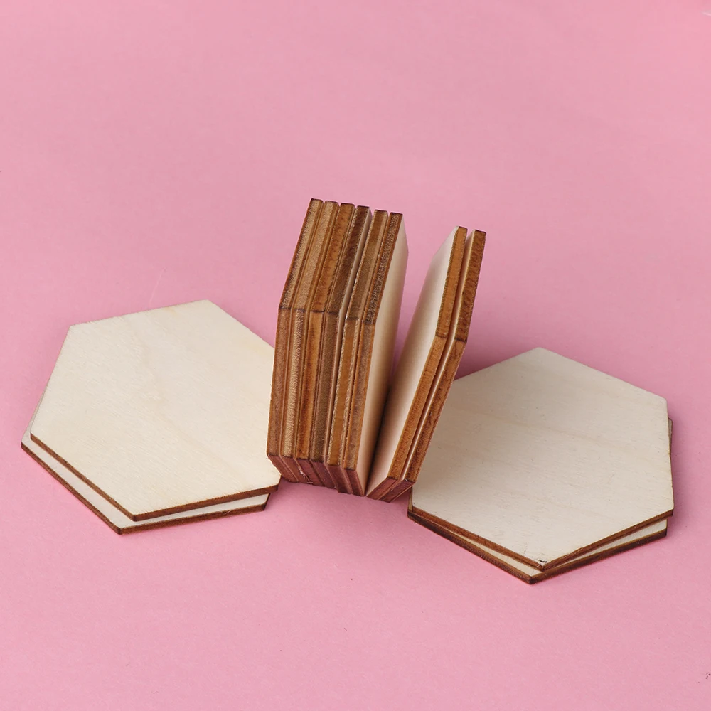 50/100 шт. Новая мода шестиугольная Форма Дерево DIY лазерная резка украшение крафт Свадебный декор украшения деревянные поделки декор