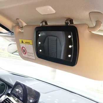 

6-LED Car Vanity Mirror Black Clip On Sun Visor For Truck Automobile Interior