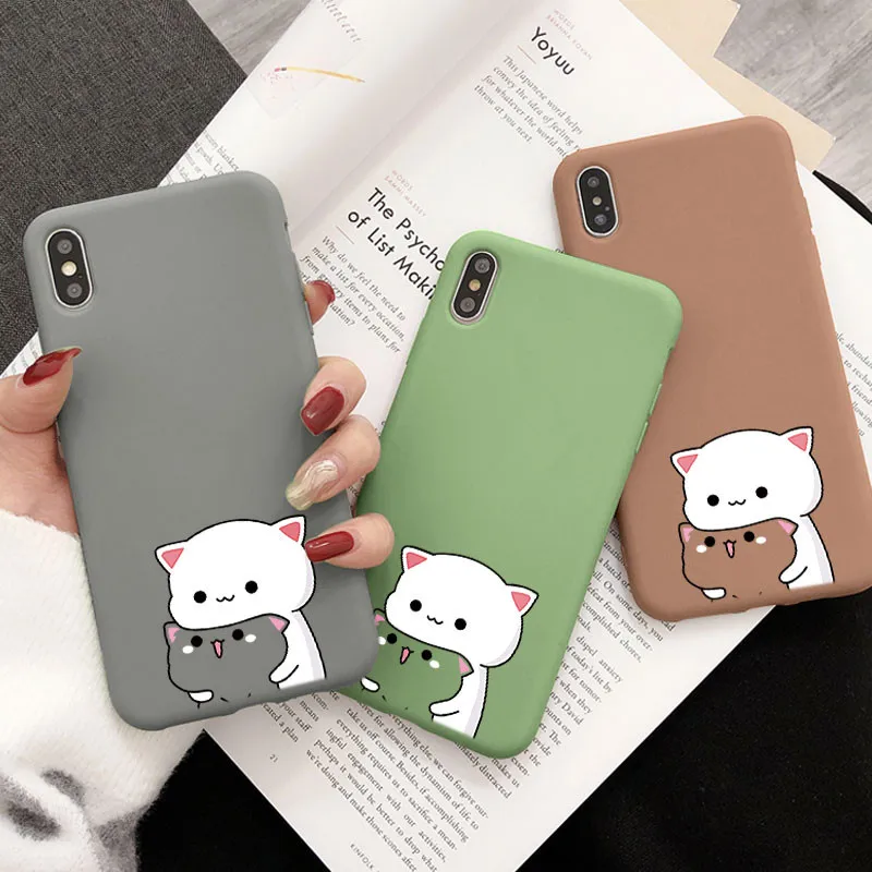 Пара милых серых кошек чехол для телефона iPhone 12 13 Mini 11 Pro XS Max 8 7 6 6S Plus XR 5 5S SE 2020 SE2