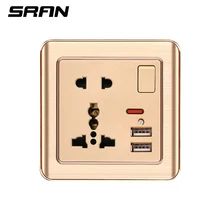 Роскошные Великобритании стандартный 5 отверстий universal Mobile power Bank штепсельная бакелитовая розетка с USB алюминий матовая панель 86*86 мм домашней розетки инструмент Аксессуары