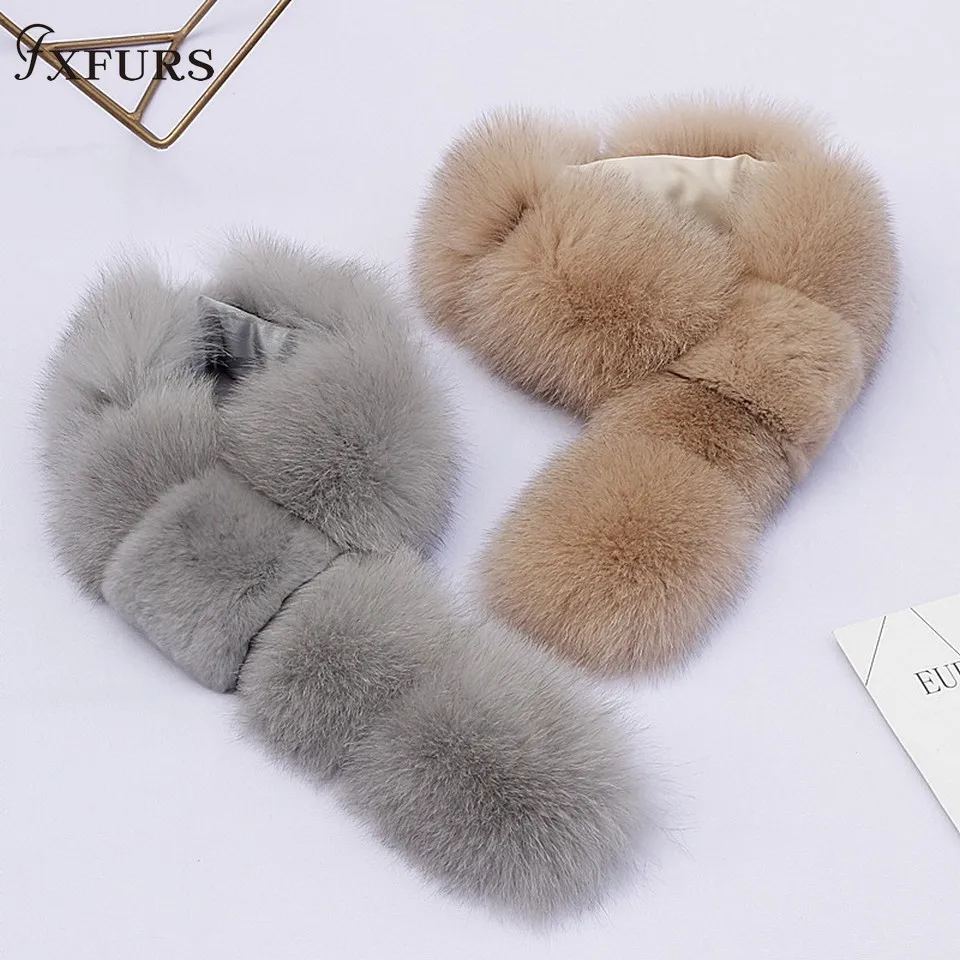 FXFURS настоящий Лисий мех шарф из меха кролика рекс натуральный Лисий Мех глушитель корейский Модный меховой воротник
