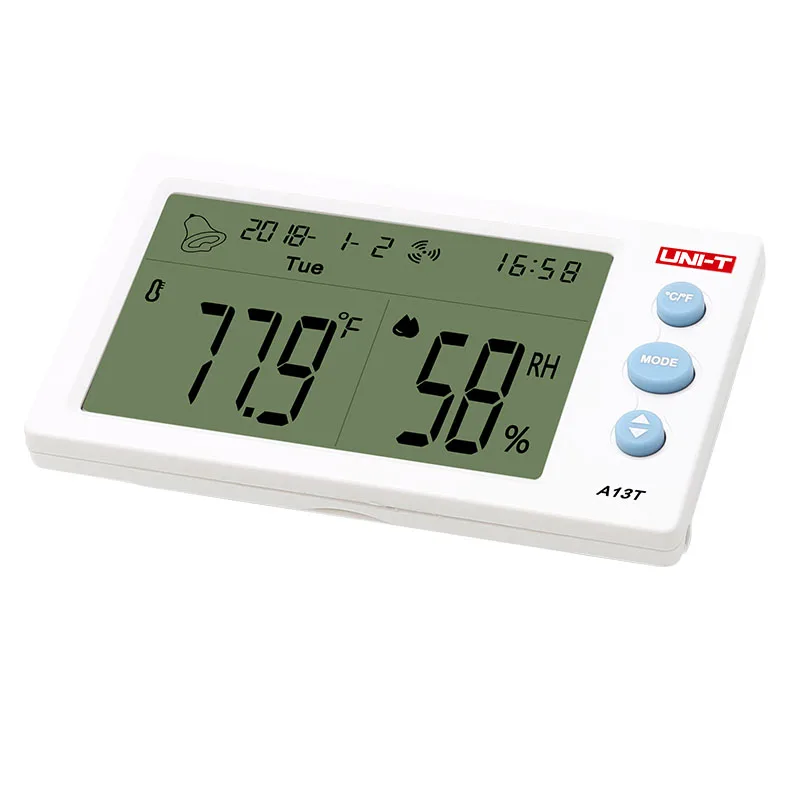 UNI-T A13T цифровой ЖК-термометр гигрометр Погодная приборная станция комнатный Измеритель температуры и влажности Будильник