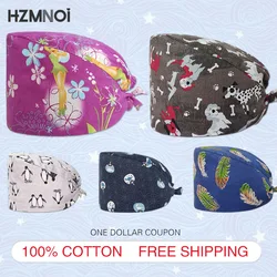 New Floral Print Female Nurse Cap Surgeon Surgical Cap Dentist Cap Kitchen Laboratory Beauty Salon Adjustable Scrub Cap