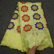 5 ярдов швейцарская кружевная ткань последняя Тяжелая вышитая бисером Африканская Хлопковая ткань швейцарская вуаль кружева популярный Дубай Стиль 901-3