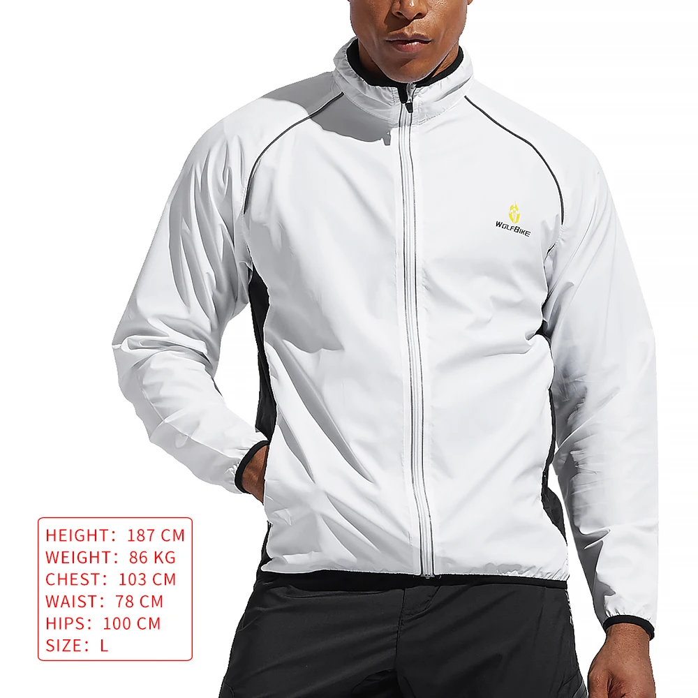 WOSAWE Men MTB Road Bike Bicycle Jackets Breathable Reflective Cycling Jackets Long Sleeve Windproof Outdoor Sports Raincoat
